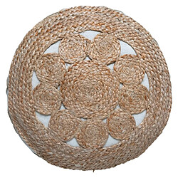 Acheter Pegane Coussin de sol en jute ajouré coloris naturel - Diamètre 43 x Hauteur 18 cm