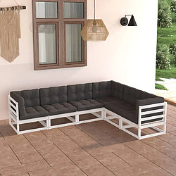 Maison Chic Salon de jardin 6 pcs + coussins - Mobilier/Meubles de jardin - Table et chaises d'extérieur Bois de pin massif -MN50141