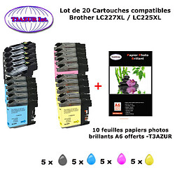 T3AZUR - 5+15 Cartouches compatibles Brother DCP-J4120DW, MFC-J4420DW, DCP J4120DW, MFC J4420DW + 20F PPA6