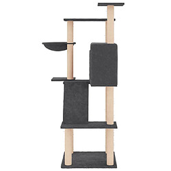 Helloshop26 Arbre à chat meuble tour grimper jouet grattage grattoir escalade plateforme avec griffoirs en sisal foncé 143 cm gris 02_0022662