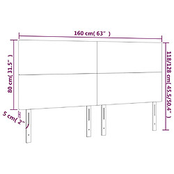 vidaXL Tête de lit à LED Noir 160x5x118/128 cm Velours pas cher