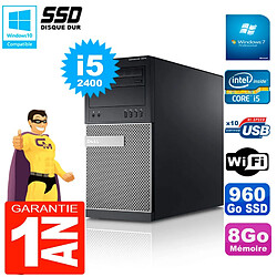 PC Tour DELL 7010 Core I5-2400 RAM 8Go Disque 960 Go SSD Wifi W7 - Occasion