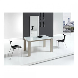 Inside 75 Table repas extensible ARMONIA 8 couverts 140/210x90cm pieds beiges plateau verre blanc