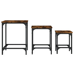 Maison Chic Lot de 3 Tables basses gigognes pour salon | Table à café chêne fumé bois d'ingénierie -GKD14067 pas cher