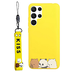 Coque en silicone avec lanière jaune pour votre Samsung Galaxy S22 Ultra 5G