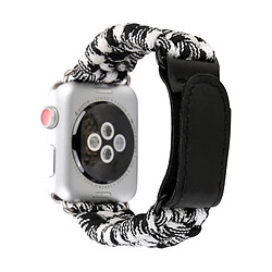 Wewoo Magic Paste En Cuir Véritable Parapluie Corde Nylon Montre-Bracelet Bande avec & Acier Inoxydable Boucle pour Apple Watch Série 3 & 2 & 1 38mm Noir + Blanc pas cher