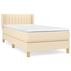 Maison Chic Structures de lit + matelas,Lit à sommier tapissier avec matelas Crème 90x200 cm Tissu -MN69295