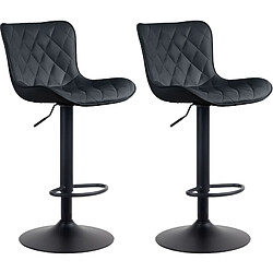 Decoshop26 Lot de 2 tabourets de bar en synthétique noir pieds en métal noir hauteur réglable pivotant TDB10729