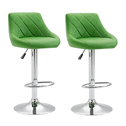 Decoshop26 2x Tabourets de bar en synthétique vert pivotant avec repose-pieds TDB10081