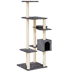 Arbre à chat avec griffoirs,niche pour chat en sisal Gris foncé 142 cm -MN34365