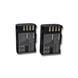 Lot de 2 batteries vhbw Li-Ion 2000mAh (7.2V) pour caméra Panasonic Lumix DMC-GH3GK, DMC-GH3HGK, DMC-GH3K BODY, DMC-GH4 comme DMW-BLF19, DMW-BLF19E.