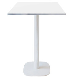 Restootab Mange-debout 60x60cm - modèle Round pied blanc blanc chants inox