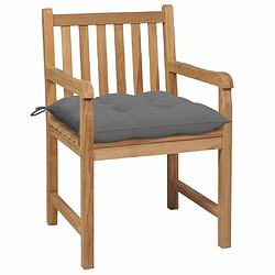 Maison Chic Lot de 2 Chaises de jardin avec coussins | Fauteuil chaises d'extérieur gris Bois de teck massif -GKD98034