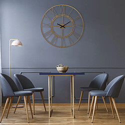 Horloge murale style vintage fer or pendule salon Stockholm Ø92 cm WOMO-DESIGN® pas cher