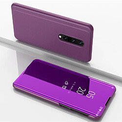 Coque en TPU + PU voir la surface du miroir de la fenêtre avec support violet pour votre OnePlus 8