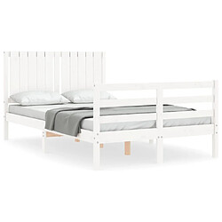 Maison Chic Cadre/structure de lit avec tête de lit pour adulte - Lit Moderne Chambre blanc petit double bois massif -MN99301