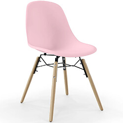 ICONIK INTERIOR Chaise de Salle à Manger - Design Scandinave - Pieds en Bois - Skögur Rose pâle