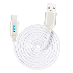 Wewoo Câble USB Interface USB-C / Type-C Chapiteau en alliage de zinc Lumineux Intelligent Extinction automatique Câble de données de chargement blanc