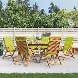 Maison Chic Lot de 6 Chaises de jardin inclinables,Fauteuil d'extérieur et coussins bois teck -MN56306