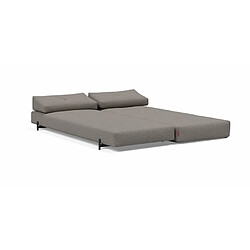 Inside 75 Méridienne design SIGMUND INDU Mixed Dance, Grey convertible lit 160*200 cm pieds Acier noir