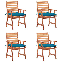 vidaXL Chaises à manger d'extérieur lot de 4 et coussins Acacia massif