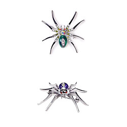 2pcs Broche Epingle Motif Araignée en Strass/Alliage Bijoux Fantaisie pour Carnaval Halloween Fête Soirée