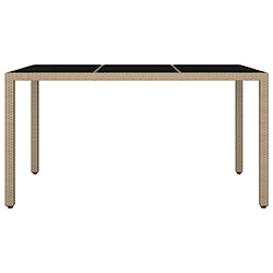 Avis Maison Chic Table de jardin | Table d'extérieur plateau en verre Résine tressée verre trempé -GKD93556