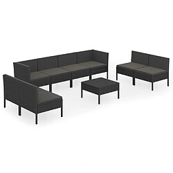 vidaXL Salon de jardin 9 pcs avec coussins Résine tressée Noir