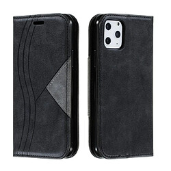 Wewoo Coque Pour iPhone 11 Pro Épissage Couleur Magnétique Ourlet Étui en cuir à rabat avec support et fentes cartes Noir