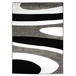 Thedecofactory SIENNA - Tapis imprimé courbes abstraites gris et noir 160x230 