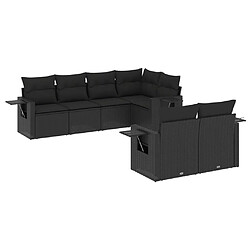 Maison Chic Salon de jardin 7 pcs avec coussins | Ensemble de Table et chaises | Mobilier d'Extérieur noir résine tressée -GKD64572