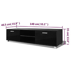 Maison Chic Meuble TV scandinave - Banc TV pour salon Noir brillant 140x40,5x35 cm -MN16066 pas cher