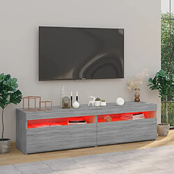 Avis Maison Chic Meubles TV 2 pcs avec lumières LED - Banc TV pour salon Sonoma gris 75x35x40 cm -MN62898