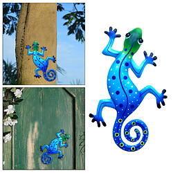 Métal Gecko Décoration Murale Lézard Accrocher Pour La Maison Jardin Patio Clôture Ornement Bleu 2 pas cher