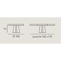 Inside 75 Table repas extensible DELIA 8 couverts 105/170x105cm pied métal noir plateau céramique blanc