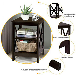 Avis Helloshop26 Table de chevet à 3 niveaux table d'appoint en forme X simple et contemporain 40 x 40 x 61 cm café 20_0009411