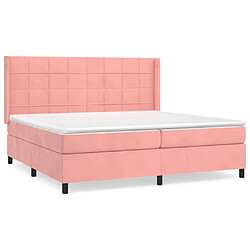 vidaXL Sommier à lattes de lit avec matelas Rose 200x200 cm Velours