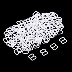 100Pcs 6mm Nylon Adjustment 8 Crochet Soutien-Gorge Slider Boucle Bikini Attaches Blanc pas cher