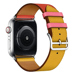 Avis Wewoo Bracelet pour en cuir bicolore à boucle unique Apple Watch séries 3 et 2 et 1 de 38 mmAmbre + Orange Rouge + Rose pâle