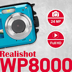 AGFA PHOTO Realishot WP8000 - Appareil Photo Numerique Etanche Video HD, Double ecran LCD, Zoom Digital 16x - Bleu pas cher