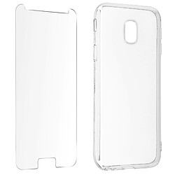 Avizar Coque Samsung J3 2017 Souple et Film Verre Trempé 9H transparent