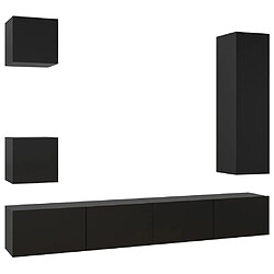 vidaXL Ensemble de meuble TV 5 pcs Noir Bois d'ingénierie