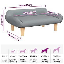 vidaXL Lit pour chien gris clair 70x40x24 cm tissu pas cher