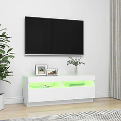 Acheter Maison Chic Meubles TV avec lumières LED - Banc TV pour salon Blanc 100x35x40 cm -MN71121