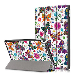 Etui en PU impression de modèle avec support tri-pliure papillons et fleurs pour votre Apple iPad 10.2 (2019)