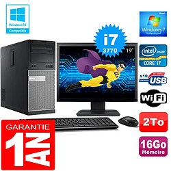 PC Tour DELL 7010 Core I7-3770 Ram 16Go Disque 2 To Wifi W7 Ecran 19" - Occasion