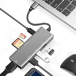 E-THINKER Hub USB C, HDMI 4K,Lecteur de carte SD&TF,3xUSB 3.0 Adaptateur Chargeur pour Macbook