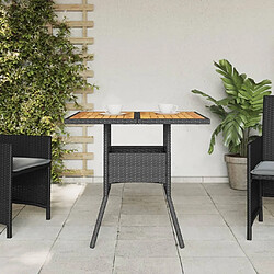 Avis Maison Chic Table de jardin | Table d'extérieur et dessus en bois d'acacia noir résine tressée -GKD39213