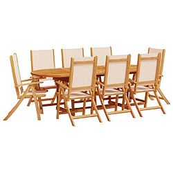 vidaXL Ensemble à manger de jardin 9pcs bois d'acacia solide textilène