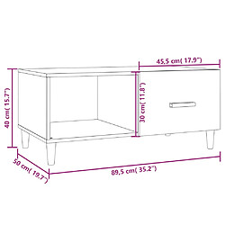 vidaXL Table basse chêne fumé 89,5x50x40 cm bois d'ingénierie pas cher